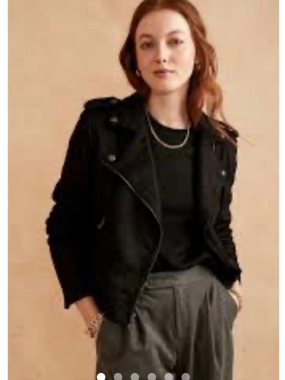 Banana Republic Black Faux Suede Moto Jacket Petite Small